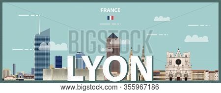Lyon Cityscape Colorful Poster. Vector Detailed Illustration