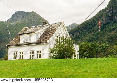Traditional Norwegian Village White House, Norway, Rosendal