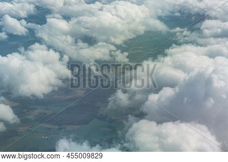 Clouds Above Green Land Aerial View, Norway