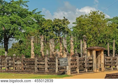 Ancient Ruins At Polonnaruva, Sri Lanka. Nissanka Lata Mandapaya Pavillion.