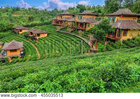 Old Chinese Style House In Tea Plantation At Ban Rak Thai The Village Is Surrounded By Mountain In M