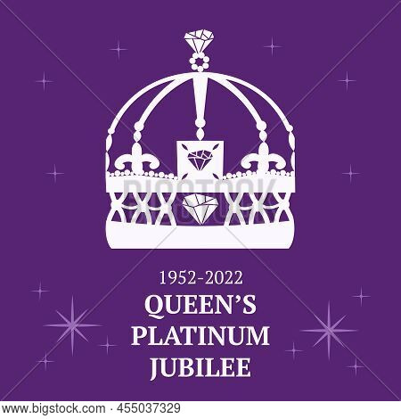 The Queen's Platinum Jubilee Celebration Banner Of Crown. Vector Illustration For Banners, Flayers, 