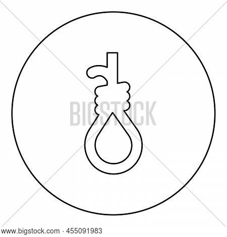Loop For Gallows Hangman's Noose Rope Suicide Lynching Icon In Circle Round Black Color Vector Illus