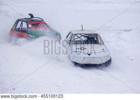 Moscow Russia - January 23 2022: Autosport. Winter Car Race For Survival. Racing Cars On The Track I