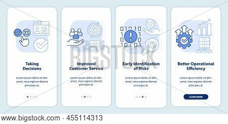 Benefits Of Big Data Processing Light Blue Onboarding Mobile App Screen. Walkthrough 4 Steps Graphic