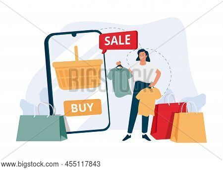 Online Shopping Abstract Concept Vector Illustration. Wishlist, Buy, My Orders List, Add To Shopping