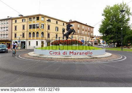 View Of A Roundabout In Maranello Depicting The Ferrari Horse