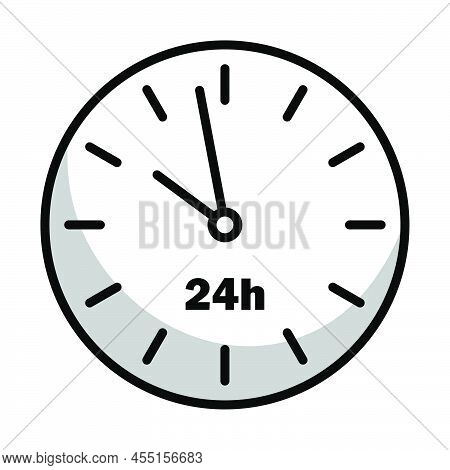 24 Hours Clock Icon. Editable Bold Outline With Color Fill Design. Vector Illustration.