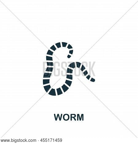 Worm Icon. Monochrome Simple Fishing Icon For Templates, Web Design And Infographics