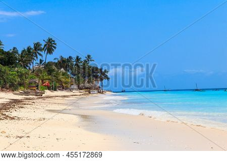 View Of Tropical Sandy Nungwi Beach On Zanzibar, Tanzania