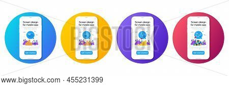 Minimal Set Of Quick Tips, Fingerprint Lock And Social Responsibility Line Icons. Phone, Cellphone U