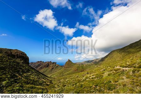 Amazing Sunset Landscape View To Famous Maska Canyon On Tenerife Island Spain