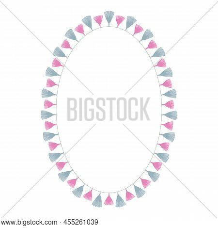 Tassel Frame. Oval Decorative Border With Tassels .