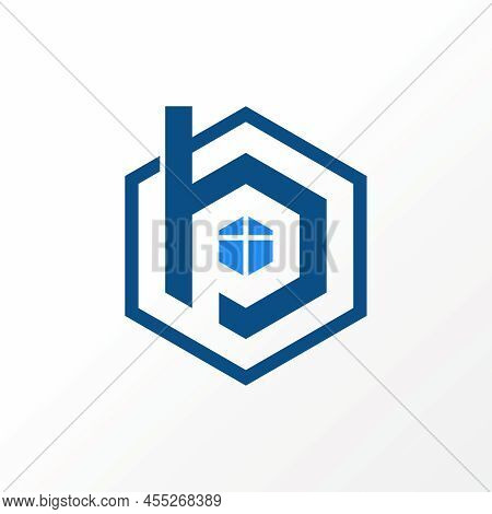 Letter Or Word Bp Or Pb Font With Line Hexagon, Window, And Chimney Image Graphic Icon Logo Design A