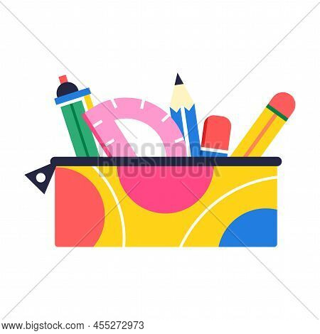 Isolated Colored Pencilcase Icon School Supply Flat Design Vector Illustration