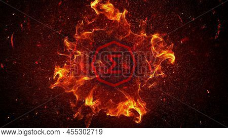 3d Rendering Cryptocurrency Ergo Coin On Colorful Background, Cryptocurrency Concept 3d Illustration
