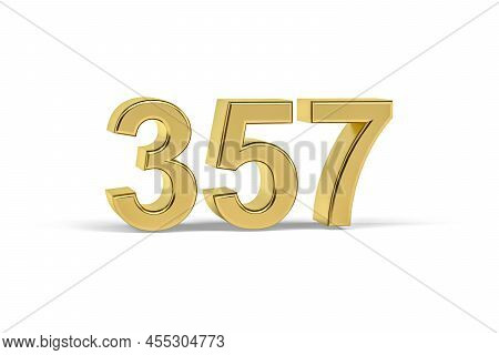 Golden 3d Number 357 - Year 357 Isolated On White Background - 3d Render