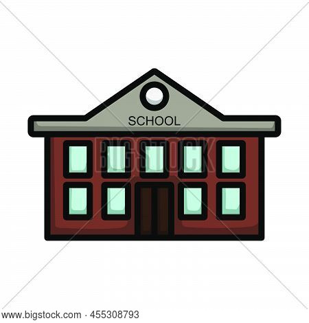 School Building Icon. Editable Bold Outline With Color Fill Design. Vector Illustration.