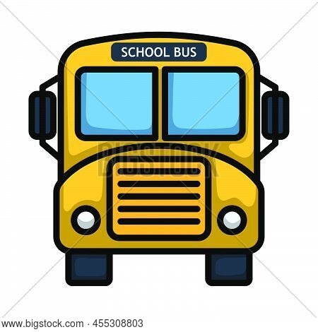 School Bus Icon. Editable Bold Outline With Color Fill Design. Vector Illustration.