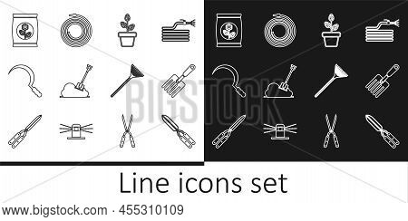 Set Line Gardening Handmade Scissor, Fork, Flowers Pot, Shovel The Ground, Sickle, Fertilizer Bag, R