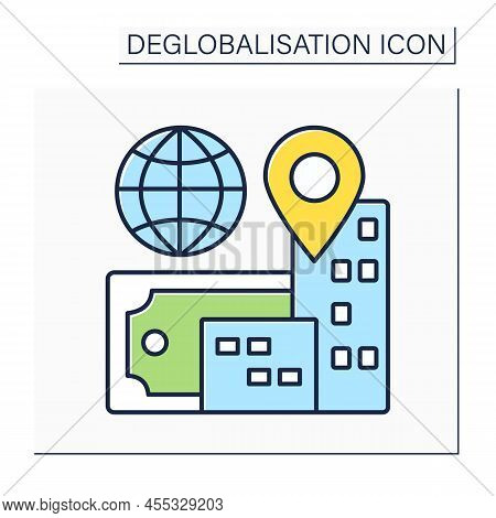 Reverse Globalization Color Icon. Integration Of Economies And Financial Markets. Deglobalisation Co