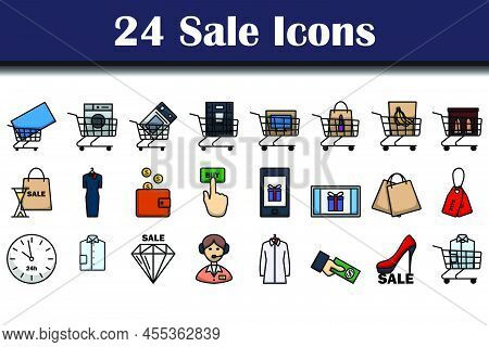 Sale Icon Set. Editable Bold Outline With Color Fill Design. Vector Illustration.