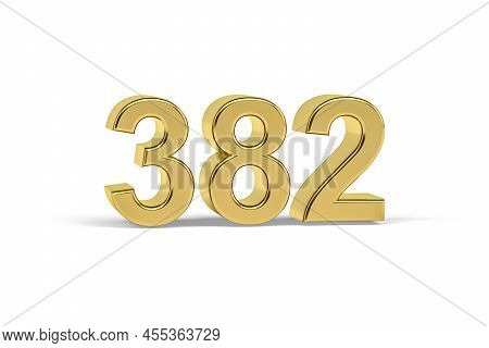 Golden 3d Number 382 - Year 382 Isolated On White Background - 3d Render