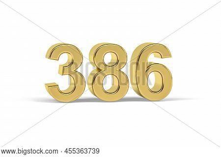 Golden 3d Number 386 - Year 386 Isolated On White Background - 3d Render