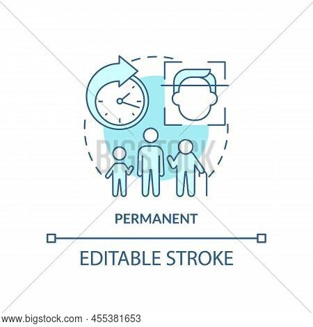 Permanent Turquoise Concept Icon. Biometric Data Advantage Abstract Idea Thin Line Illustration. Une