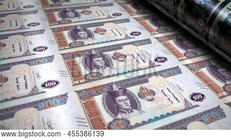 Mongolian Togrog, Tugrik Money Banknotes Pack 3D Illustration