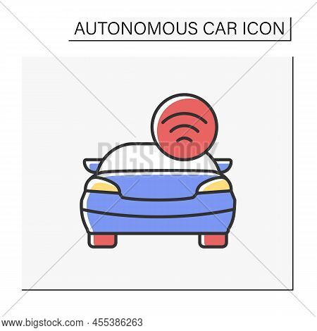Wireless Control Color Icon. Autopilot Mode. Self-driving Car Controlled By Wifi. Autonomous Car Con