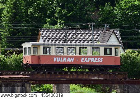 Brohl-lützing, Germany - 05 25 2022: Train Wagon Of The Vulkan Express, Historic Brohltaleisenbahn