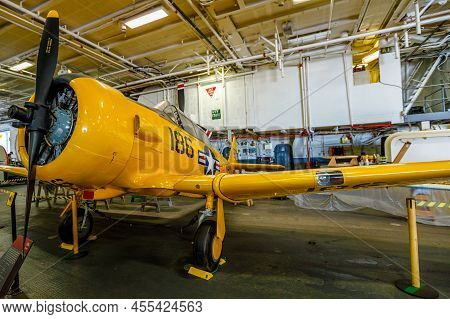 San Diego, California, United States - July 2018: Snj Texan American Aircraft For Flight Training An