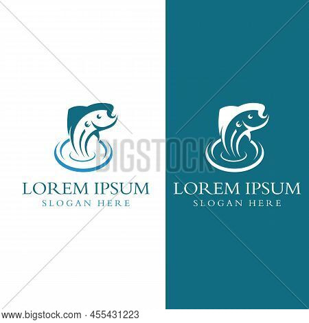 Fish Logo, Fishinghook, Fish Oil And Seafood Restaurant Icon. With Vector Icon Concept Design Illust