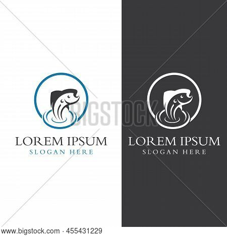 Fish Logo, Fishinghook, Fish Oil And Seafood Restaurant Icon. With Vector Icon Concept Design Illust
