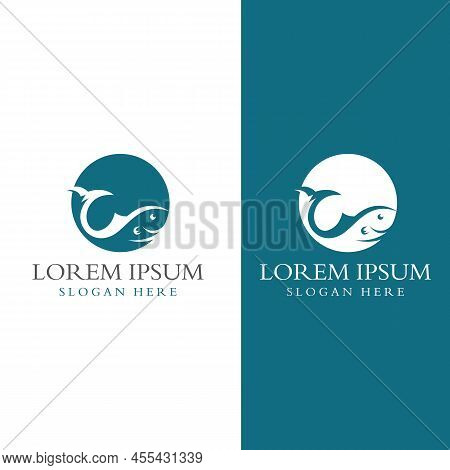 Fish Logo, Fishinghook, Fish Oil And Seafood Restaurant Icon. With Vector Icon Concept Design Illust