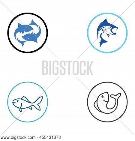 Fish Logo, Fishinghook, Fish Oil And Seafood Restaurant Icon. With Vector Icon Concept Design Illust