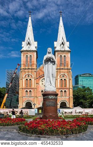 Ho Chi Minh, Vietnam - 18 February, 2020: Notre-dame Cathedral Basilica Of Saigon, Officially Cathed
