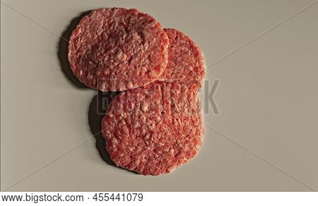 Ultra-processed Food, Three Very Fatty Meat Burgers Of Poor Quality, Harmful And Unhealthy Food