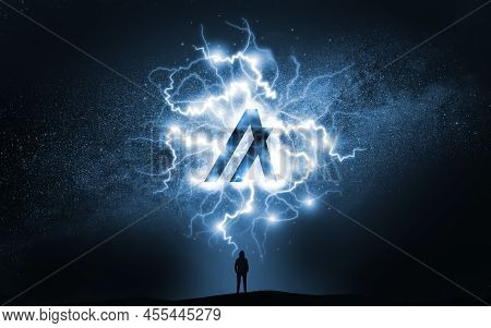 3d Rendering Cryptocurrency Algorand Coin On Colorful Background, Cryptocurrency Concept 3d Illustra