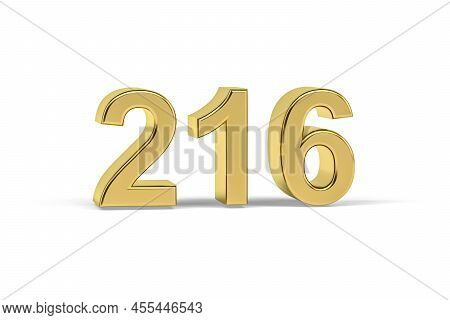 Golden 3d Number 216 - Year 216 Isolated On White Background - 3d Render