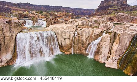 Aerial View Over Shoshone Falls In Idaho Over Waters