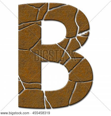 3d Render Of Metal Pattern And Texture Alphabet Capital Letter B With Cracks