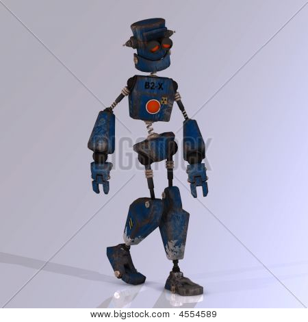 Kreslený Robot s expresivní emocí v obličeji