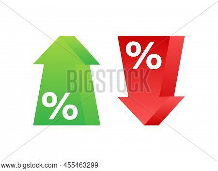 Percentage With Arrow Up And Down. Banking, Credit, Interest Rate. Vector Stock Illustration.