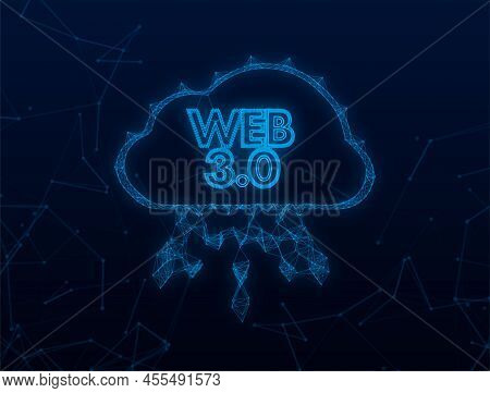 Web 3.0 Technology For Web Design. Internet Blockchain Technology Plexus Icon. Nft Concept. Vector S