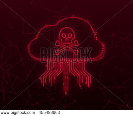 Cyber Attack. Data Phishing With Fishing Hook, Laptop, Internet Security. Vector Stock Illustration