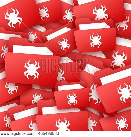 Computer Virus On File. Virus Protection. Flat Icon. Vector Stock Illustration