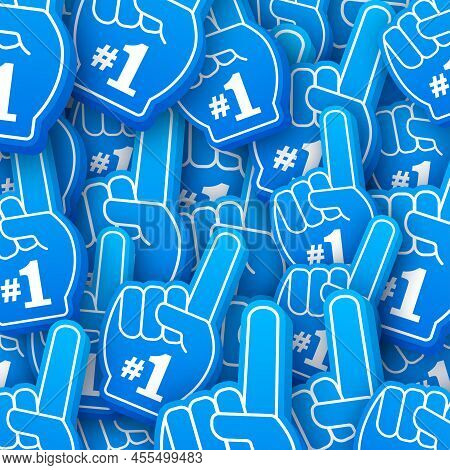 Fan Logo Hand With Finger Up. Hand Up With Number 1 Stiocker Boom Pattern. Vector Stock Illustration