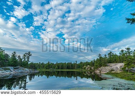 Forest Lake In Summer Time. Grundy Lake Park. Canada